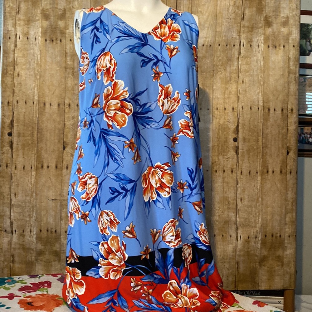 Floral Sleeveless Blue Dress